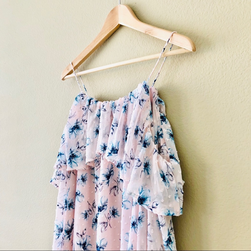 🎁 MOON RIVER⚡️Cold Shoulder Floral Ruffled Dress_S - Picture 4 of 10